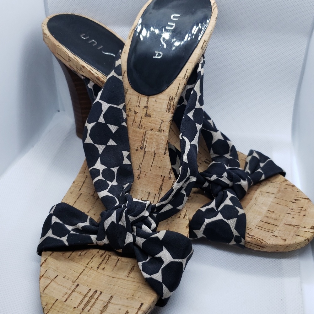 Black and white mule sandals